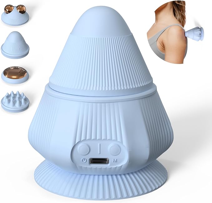 PROIRON Massage Ball with Suction Cup Pinpoint Deep Tissue Muscle Knot & Sore Relief, Vibration & Heating Trigger Point Massage Tool for Back Neck, Self-Massage Tool,4 Massage Heads