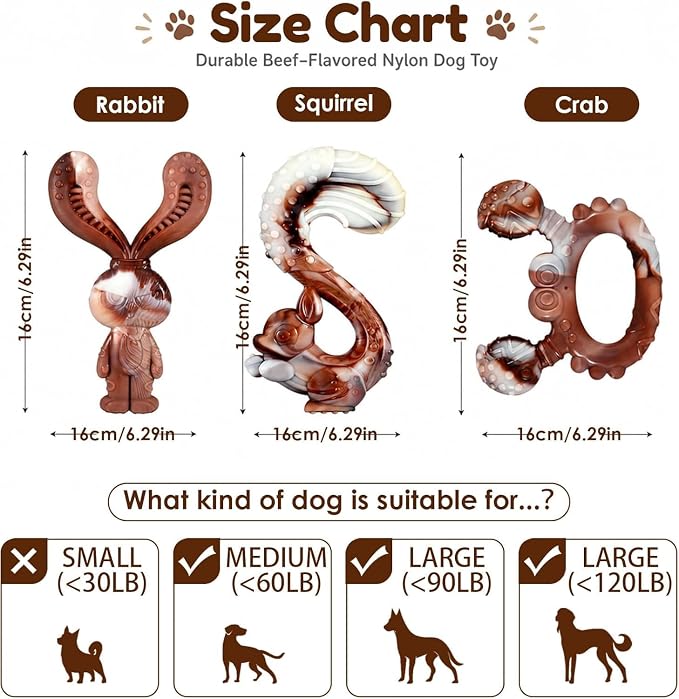 Indestructible Dog Toys for Aggressive Chewers, Tough and Durable Chew Toys for Large Medium Dogs, Interactive Dog Chew Toys to Keep Them Busy (B Squirrel)