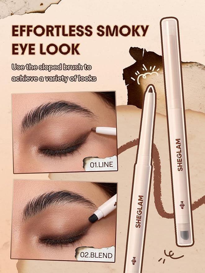 SHEGLAM Gel Glide Eyeliner Pencil Creamy Waterproof Smudgeproof Longwearing Eyeliner-Black (Pack of 2)