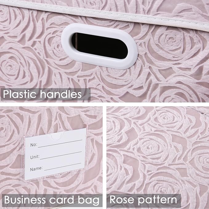 Jumbo Collapsible Storage Cubes with Lids Fabric Decorative Storage Bins Boxes Organizer Baskets with Cover Handles for Bedroom Closet Living Room 23.2x15.7x11.8 Inch 3 Pack