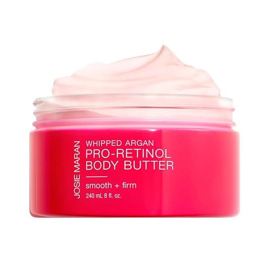 Josie Maran Whipped Argan Pro-Retinol Body Butter - Ultra-Hydrating Retinol Body Cream with Air-Whipped 100% Pure Argan Oil - Smooth, Soothe & Improve the Look of Fine Lines - Unscented (8 Oz)