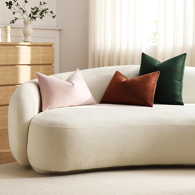 Throw Pillow Covers 16x16 Dark Green: Pack of 2 Cozy Soft Velvet Square Modern Luxury Decorative Throw Pillow Cases for Sofa Couch Living Room Bed Home Decor