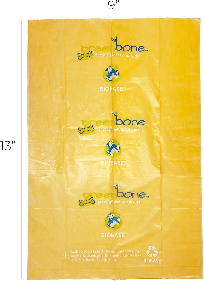 Greenbone Earth Friendly Cat or Dog Poop Bags, Plant Based Leak Proof Dispenser Refill Rolls (12 Rolls)