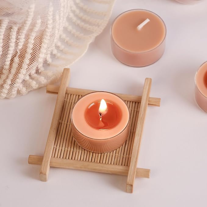 DEYBBY Natural Velvet Wood Scented Soy Wax Tealight Candles Bulk, Aromatherapy Luxury Tea Candle Set of 36-4 Hour Burning Great Gift