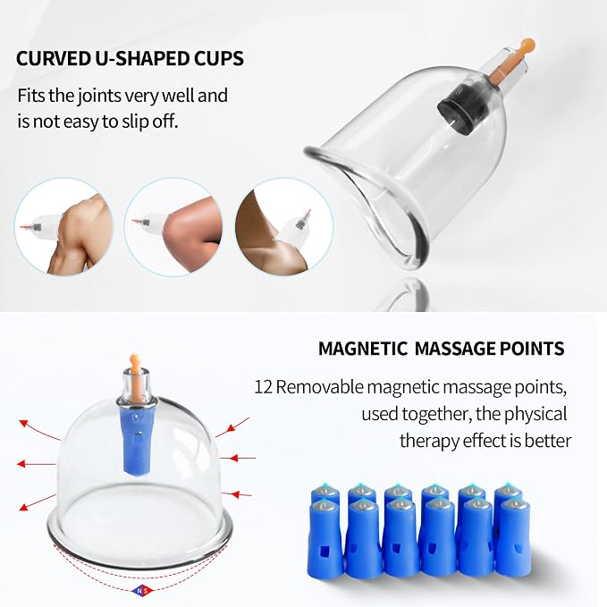 Cupluw Cupping Kit for Massage Therapy - 32 Cups Professional Chinese Cupping Set with Magnetics, Vacuum Cupping Therapy Set for Cellulite Reduction Muscle Pain Relief with Manual Pump