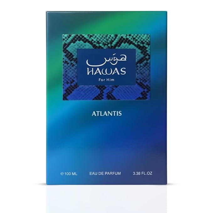 RASASI Hawas Atlantis Eau de Parfum for Men, 100ml (3.4 oz) Fresh & Modern Scent Spray