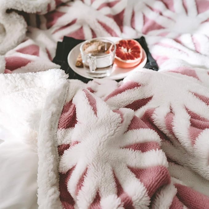 LOMAO Sherpa Fleece Blanket Gifts for Mom Dad Cozy Soft Throw Blanket for Women Men Birthday Gifts Dual Sided Couch Sofa Bed Blanket (Pink, 90''x90'')