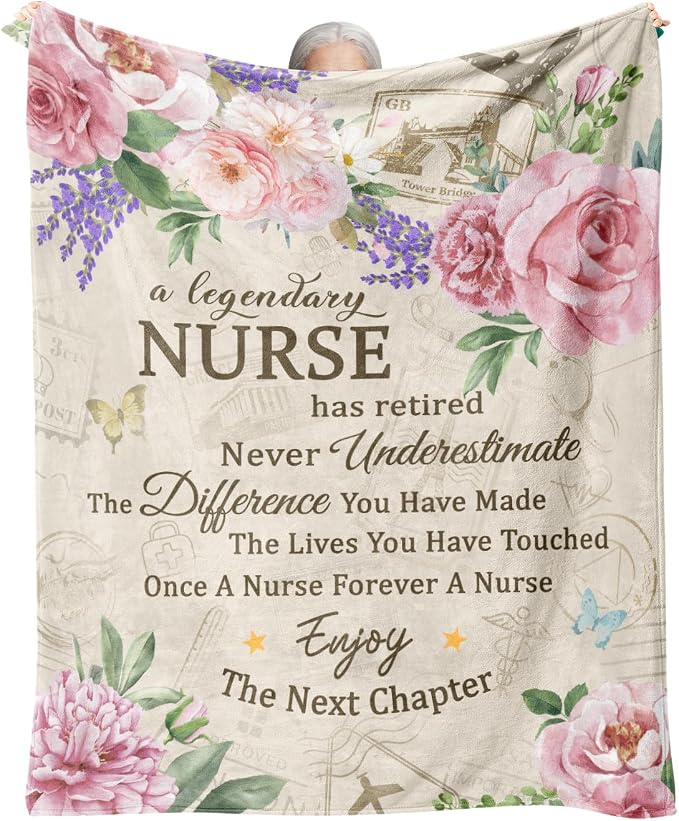 Nurse Retirement Gifts for Women, Nurse Retirement Blanket 80"x60" | Retirement Gift for Nurses 2026, Retired Throw for Nurses Appreciation Week, Retirements Parties