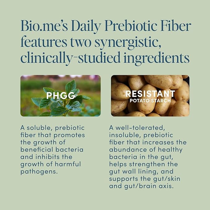 Bio.me Daily Prebiotic Fiber Powder Unflavored - 7g Per Serving - Soluble & Insoluble Fiber Supplement Powder for Women & Men - Digestive Health & Gut Health - GLP-1 Friendly, Sugar Free - 30 Servings