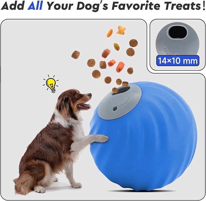 Interactive Dog Toys – Treat Dispensing Puzzle Ball, Food Dispenser Slow Feeder, Enrichment Toy to Keep Dogs Busy, Durable Dog Ball with Knitted Covers for Small Medium Dogs （Blue）