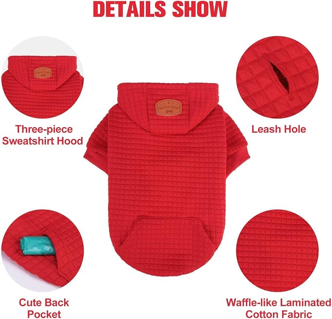 BEAUTYZOO Dog Hoodies Sweater for Large Dogs,Waffle‑Like Laminated Pet Coat | Warm Dog Sweatshirt with Pocket & Leash Hole,Pullover Clothes for Girl Boy Dogs,Stretchy & Easy‑On‑Off,Labrador & Great Danes