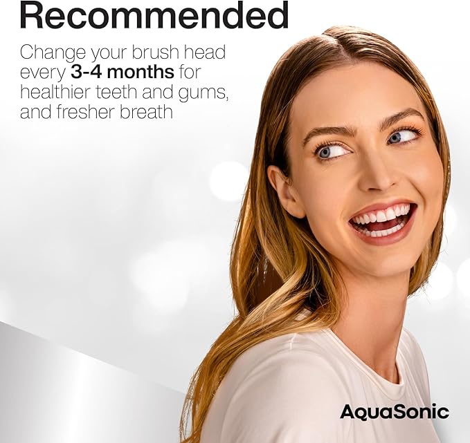AquaSonic Genuine Proflex Replacement Brush Heads | ADA Accepted | for Whiter Teeth & Gum Care | Compatible with Many AquaSonic Toothbrush Handles (8 Pack Black)