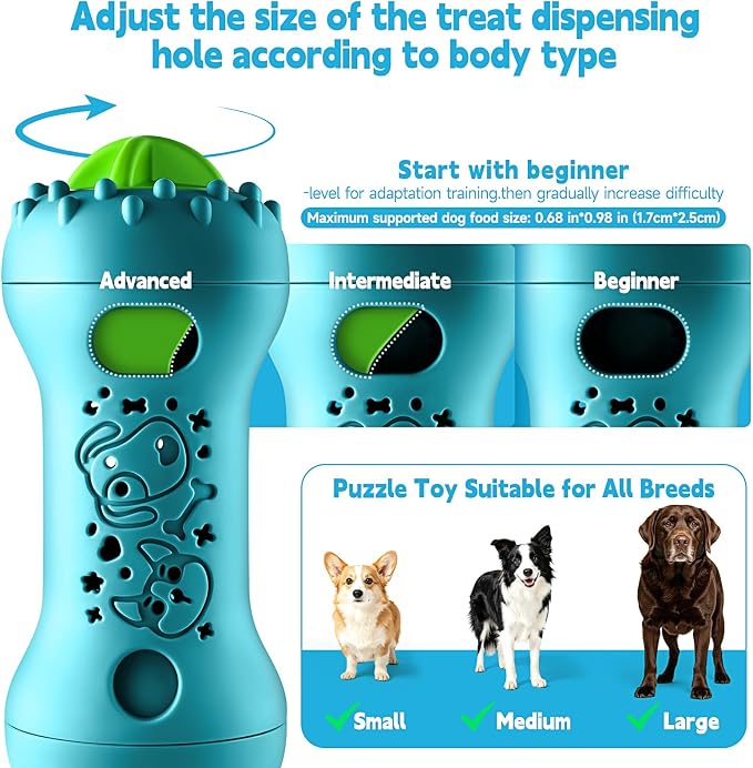 PETSTA 2 Pack Dog Puzzle Toys, Adjustable Treat Dispensing Slow Feeder Toy, Interactive Dog Enrichment Toy for Brain Stimulation and Boredom Relief