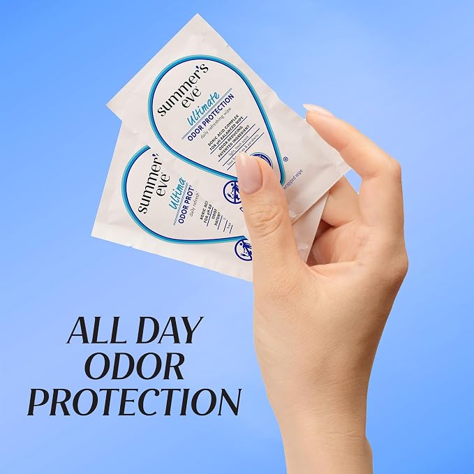 Summer's Eve Ultimate Odor Protection Daily Feminine Wipes, Gentle pH-Balanced Formula with Boric Acid Cleanses & Removes Vaginal Odor, Individually Wrapped Body Wipes, 12 Count (Pack of 2)