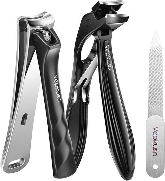 Vepkuso Toenail Clippers&Nail Clippers for Seniors Thick Nails - Professional Nail Clippers Set for Men/Women, Manicure Kit with Angled Head, Stainless Steel Toe Nail Cutter, Gift Idea