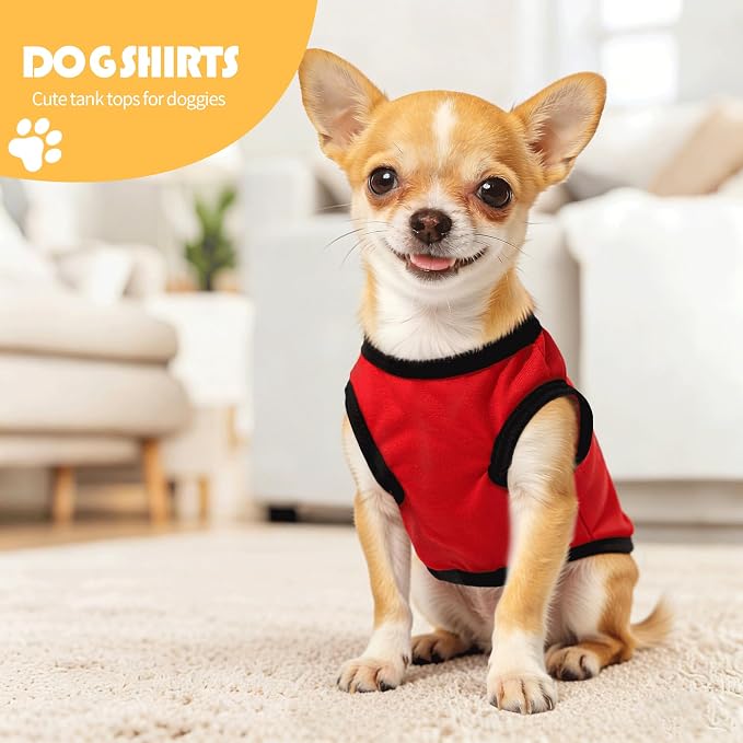 3 Pieces Dog Shirts for Small Dogs Puppy Clothes Cute Small Dog Shirts Spring Summer Soft Dog Clothing Pet T Shirts Chihuahua Clothes XXS (Red,Black,Grey, XX-Small)