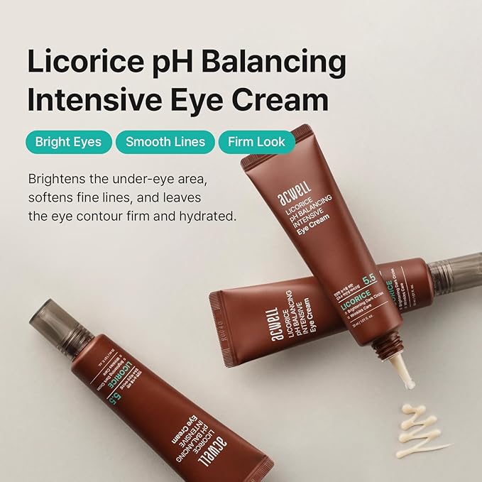 ACWELL Licorice pH Balancing Intensive Anti-Wrinkle Eye Cream 1.01 fl.oz. -For Dark Circles and Puffiness with Peptides and Licorice Water, Anti-aging Face Cream for Men and Women