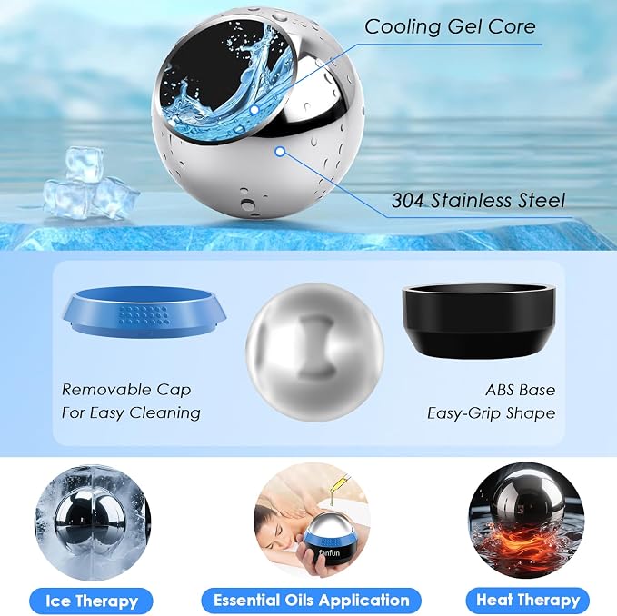 Massage Ice Roller Ball - Cold & Heat Therapy Roller for Deep Tissue Massage Pain Relief, Plantar Fasciitis Roller (Black & Blue)