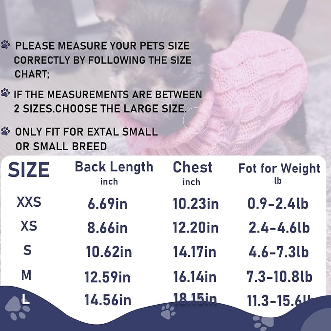 2 Pack Dog Sweaters for Small Dogs, Chihuahua Yorkie Sweater, Dog Clothes Winter Warm Pullover Sweaters, Pet Cat Clothing Cold Weather Puppy Clothes Outfits (XX-Small)