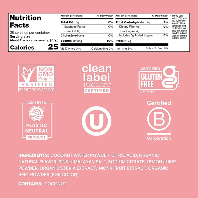 Cure Hydration | Plant-Based Electrolyte Drink Mix | No Added Sugar | FSA-HSA | Dehydration Relief Powder Made with Coconut Water | Non-GMO | Vegan | 28 Servings Jar - Strawberry Kiwi