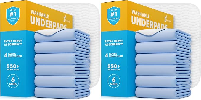 Washable Underpads - Large Bed Pads for use as Incontinence Bed Pads, Reusable Pet Pads, Great for Dogs, Cats, Bunny, Seniors Bed Pad (Pack of 12 - 30x34)
