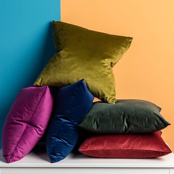24x24 Velvet Throw Pillow Covers Set of 2 for Couch Sofa Bed,Army Green | JUSPURBET Decorative Pillow Covers with Invisible Zipper for Modern Living Room Bedroom Home Decor Christmas