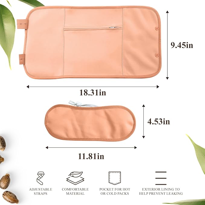 Handcraft Blends Castor Oil Pack Wrap | Organic Castor Oil 16 oz | Reusable Wraps | Roll on Bottle | Durable Comfortable Pack Wraps | Adjustable Elastic Straps| Neck and Stomach