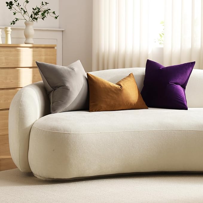 Throw Pillow Covers 16x16 Purple: Pack of 2 Cozy Soft Velvet Square Modern Luxury Decorative Throw Pillow Cases for Sofa Couch Living Room Bed Home Decor