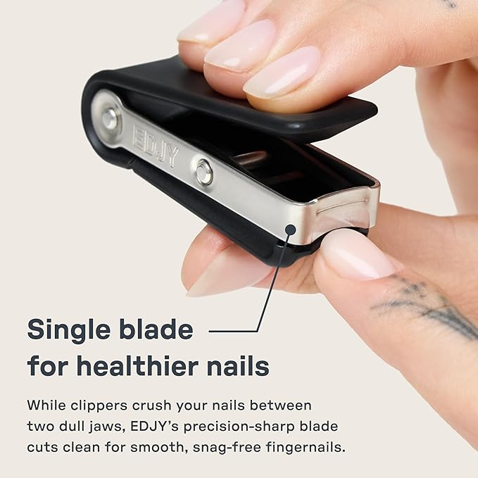 EDJY Fingernail Cutter - Precision Stainless Steel Nail Cutter for Fingernails | Sharp Blade, Ergonomic Design, Durable & Rust-Resistant | Ideal for Men and Women | Black | 2-Pack