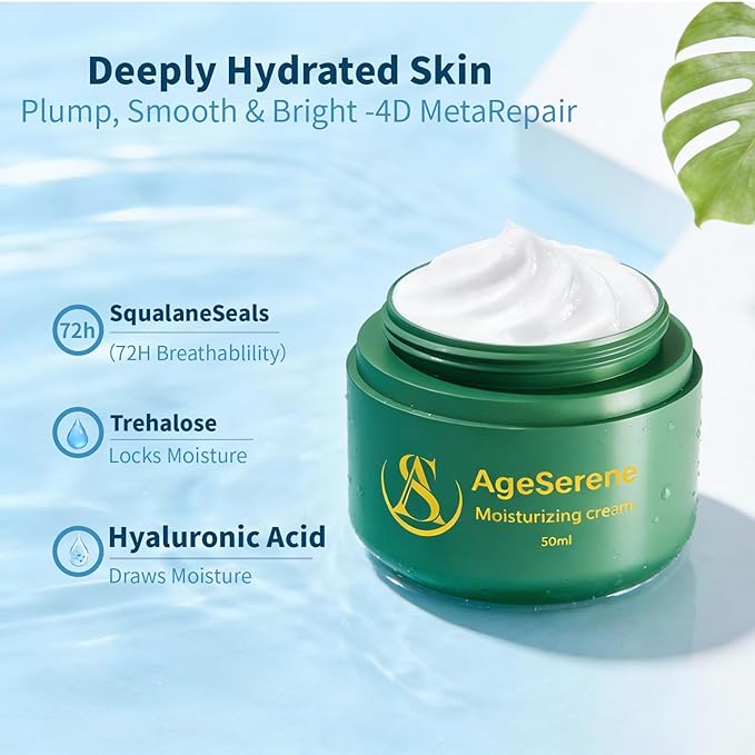 Daily Facial Moisturizer Cream, Formulated Without Common Irritants for Those with Sensitive Skin, Squalane & Hyaluronic Acid, Moisture Barrier Repair, Long Lasting Hydration，1.7 fl oz