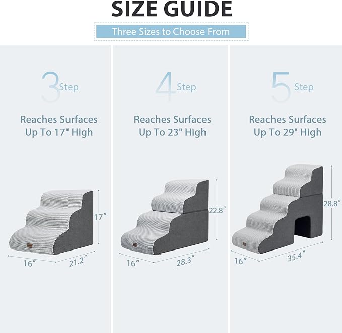 Garnpet Dog Stairs for High Beds, 4-Step Dog Steps for Small Dogs and Cats, Foldable Pet Stairs for High Bed Climbing, Non-Slip Balanced Pet Step Indoor, Light Grey
