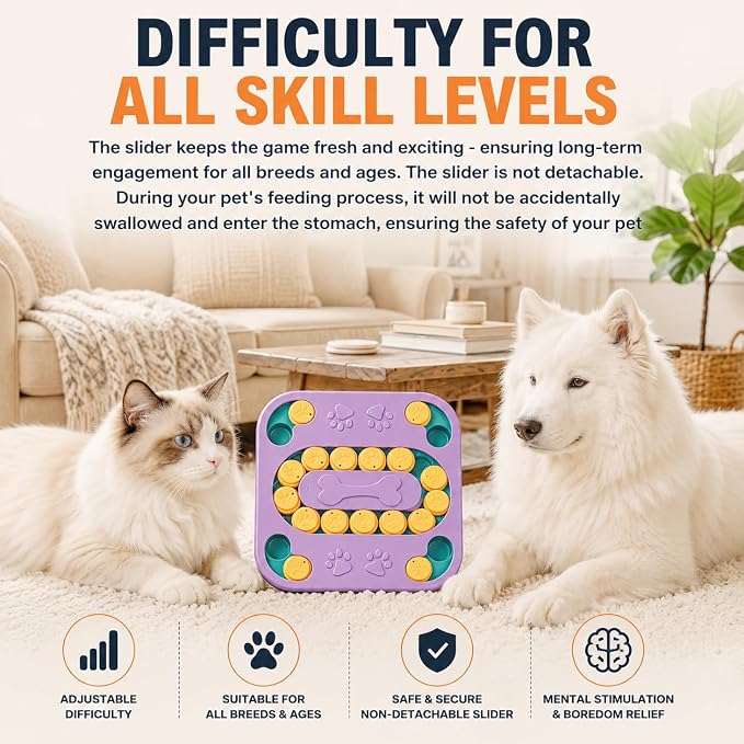 Cat Puzzle Toy, Treat Dispenser & Slow Feeder for Cat and Dog (purple)
