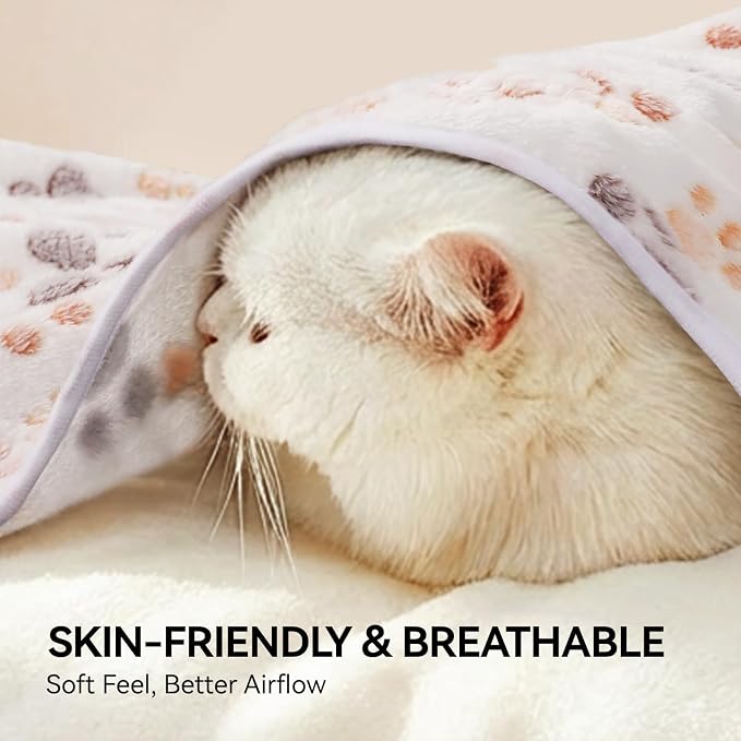 LINENLUX Dog Blankets 4-Pack, Super Soft Fluffy Fleece Pet Throw Warm | Premium flannel fleece pet throw for cats, puppies. Cozy warm for bed, crate, or couch naps; Dog Paw-4pcs 40x31 inch