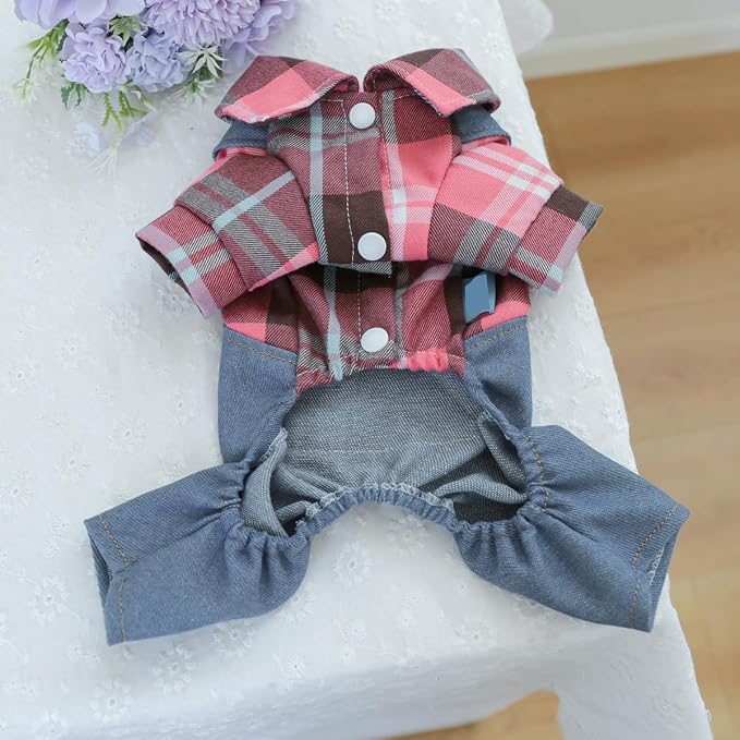 Dog Stylish Overalls Comfortable Puppy One Piece Outfits Summer Bib Overalls for Small Dogs Cute Pet Jumpsuit Onesie Chihuahua Yorkies Birthday Holiday Clothes Costume