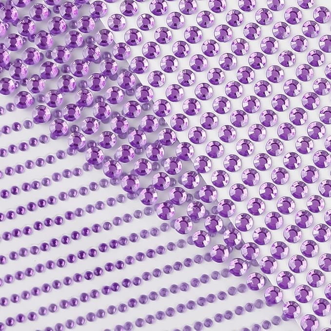 3090PCS Face Gems Eye Jewels Rhinestones Crystals Stickers 3/4/5/6mm with Light Purple Rhinestones Stickers for Body, Stick on Jewels Makeup Glue for Face Eye Hair Nails Make up and Craft Decor