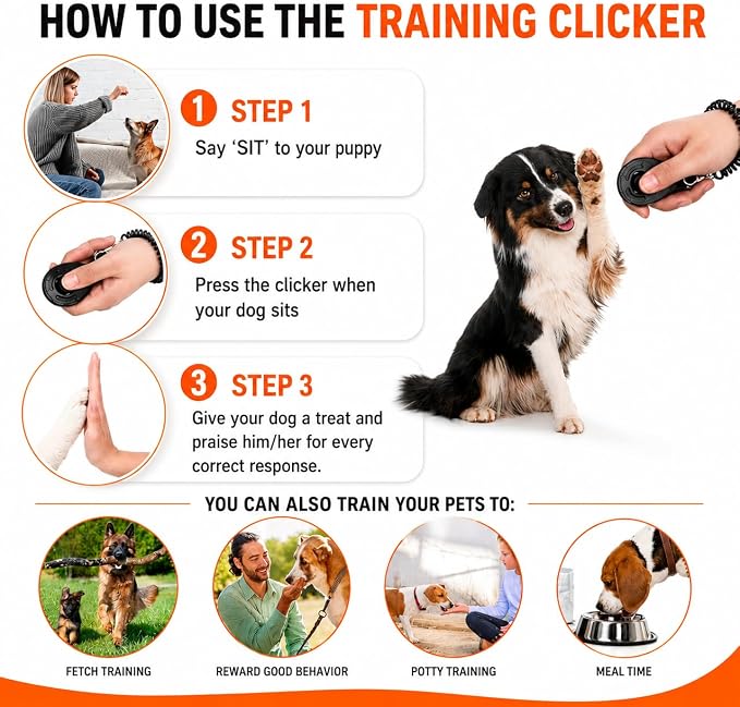 Dog Training Treat Pouch Kit with Clicker, Poop Bag Dispenser & 3 Bag Rolls, Portable Treat Training Pouch with Carabiner Clip, Gray