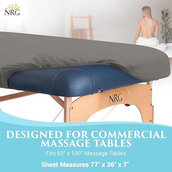 Deluxe Flannel Flat Massage Table Sheets by NRG - 100% Cotton Flannel Massage Linens - 160 GSM, 200 Thread Count - Soft Double Brushed Cotton - Oversized for Better Coverage - 63" x 100" - Color Stone