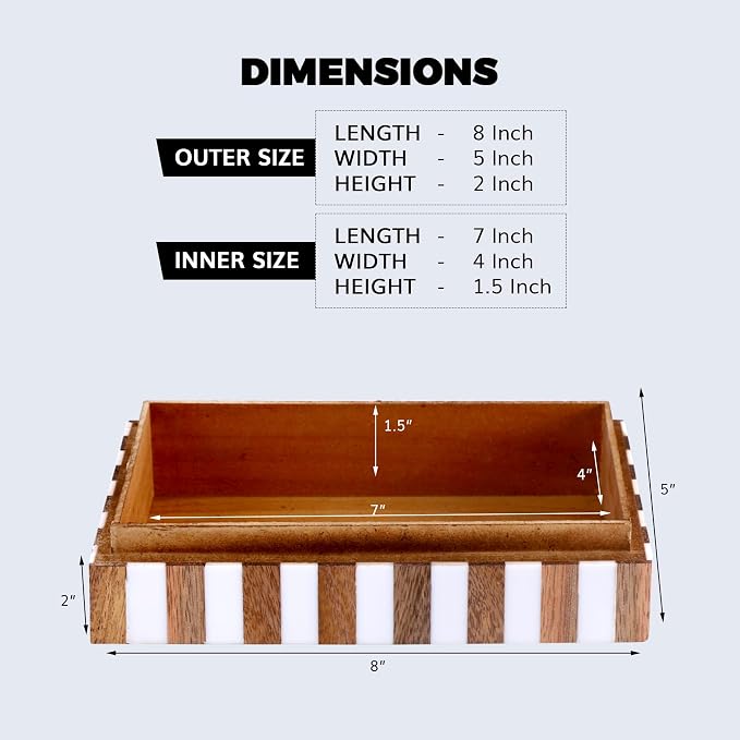 Handicrafts Home Handmade Decorative Storage Box with Lid, Wood & Resin Inlay Geometric Star Design, Coffee Table Storage Box, Remote Control Holder, Keepsake, Wooden Organizer for Home Decor- 8x5x2