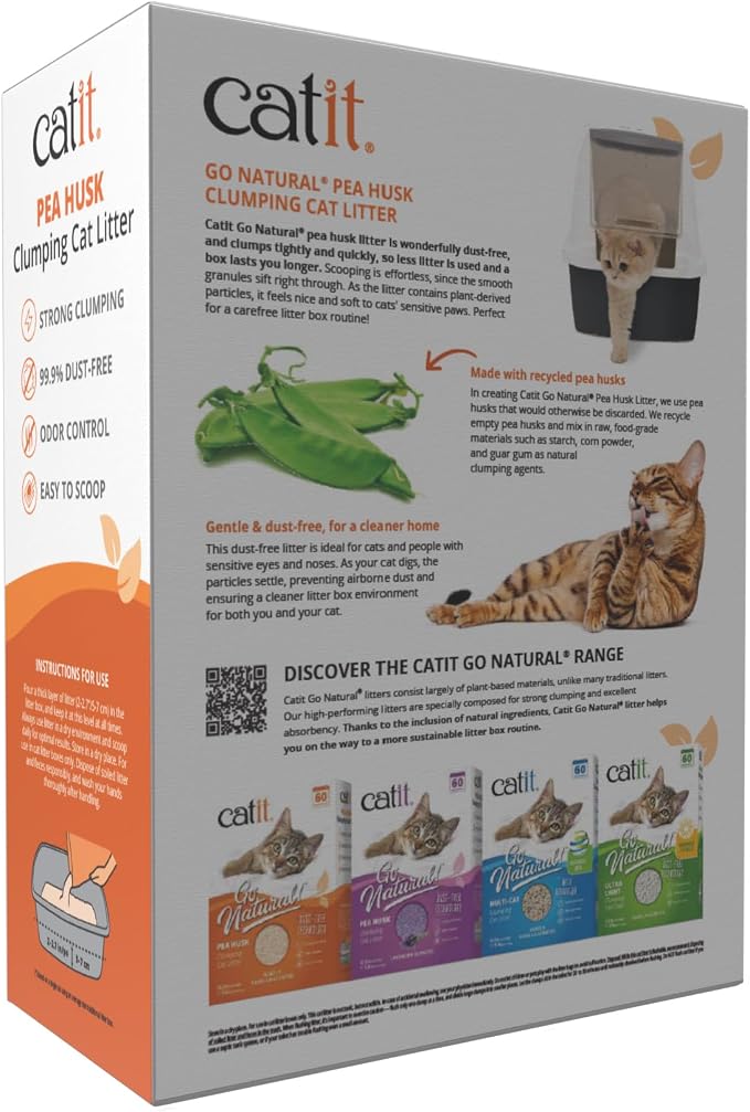 Catit Go Natural Pea Husk Clumping Cat Litter 12.3 lb, Natural (Pack of 2)
