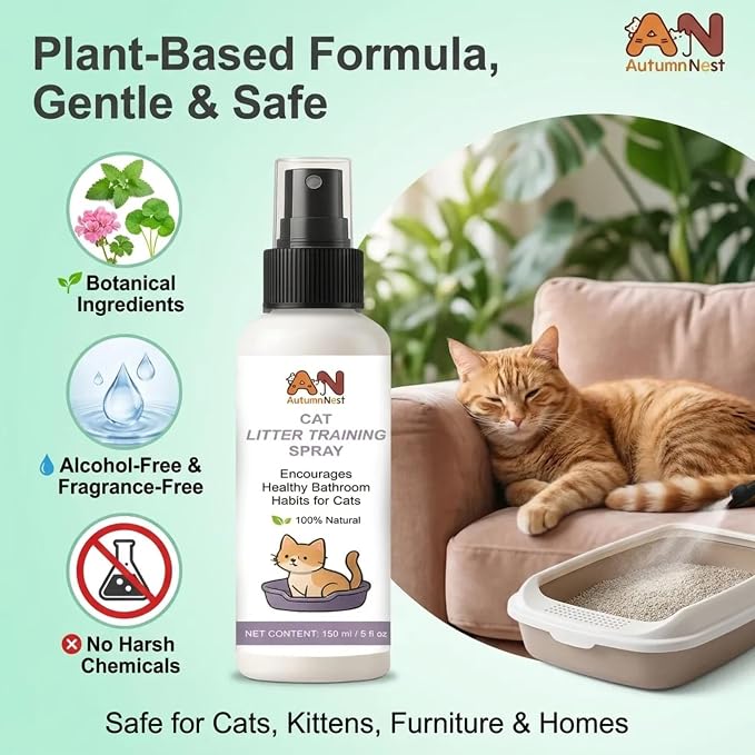 Cat Litter Training Spray, 2 Pack, 300ml Litter Box Attractant Spray | 2-pack attractant helps guide cats and kittens to the litter box during training, retraining, and new-home transitions.