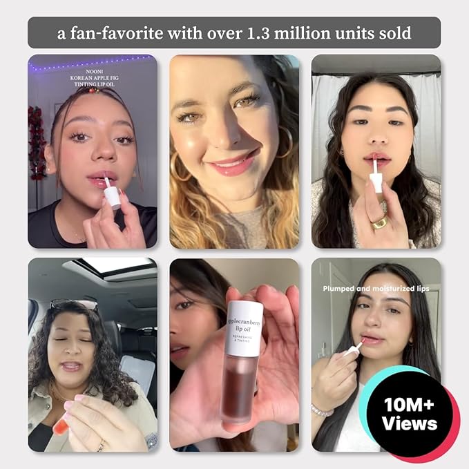 NOONI Korean Lip Oil - Applepeony | Long-Lasting, Moisturizing, Plumping, Revitalizing for Dry Lips, Waterproof, No Peel Off, Hydrating, Nourishing Crystal Clear, Stocking Stuffers 0.12 FL Oz