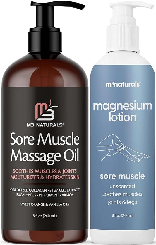 Complete Recovery Bundle with Arnica Massage Oil & Magnesium Lotion for Sore Muscles