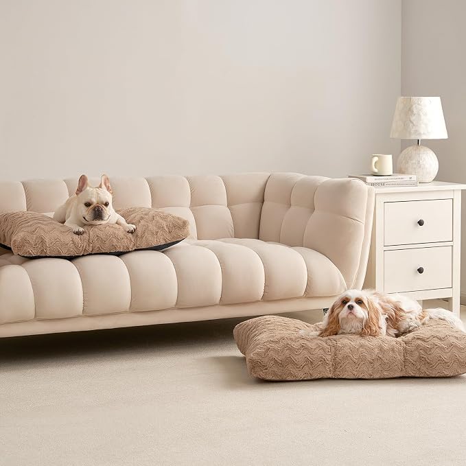 EHEYCIGA Washable Large Dog Bed for Crate, 36x27 Inch Pet Bed, Camel | Soft Dog Crate Bed, Plush and Comfy Kennel Pad, Deluxe Sleeping Mattress for Dogs Up to 55 lbs