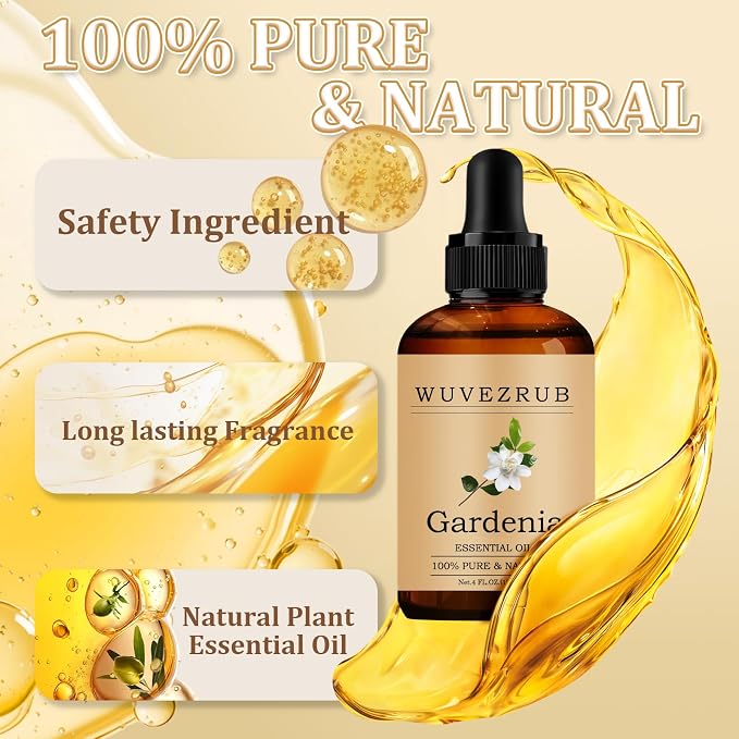 Gardenia Essential Oil 120ML - 100% Pure and Natural Oils for Aromatherapy Diffuser - 4 Fl Oz/Gardenia