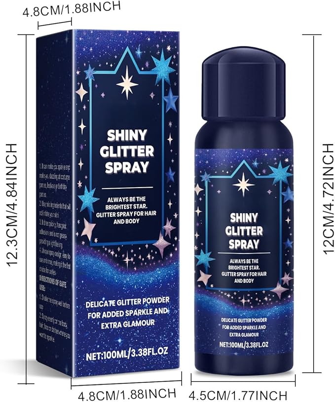 Hair、Body Glitter Prom Festival Carnival Flash Spray Glistening Mist - for All Hair Types, Instantly Adds Shine