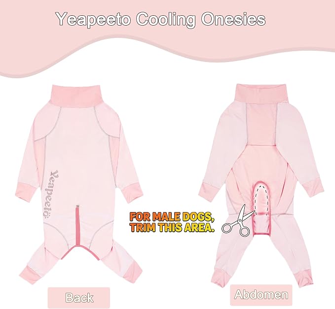 Dog Sun Protection Cooling Suit UPF 50+, Quick-Dry Breathable Jumpsuit for Large & Medium Dogs, Outdoor Dirt-Resistant Shedding Control Pet Apparel (Blush Pink, 2X-Large)