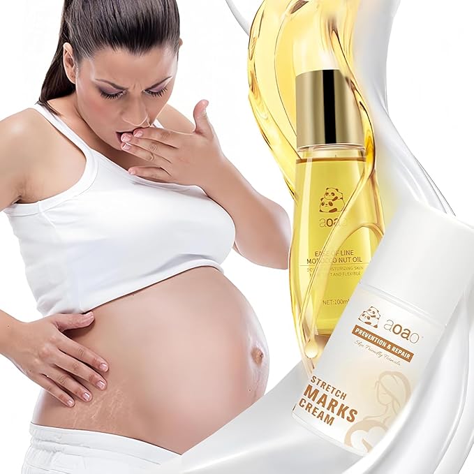 Stretch Mark Oil for Pregnancy & Body Oil for Pregnant Women, Morocco Nut Oil Help for Scars & Stretch Marks Removal & Prevention, Belly Cream for Repair, Firming & Smoothing Fine Lines (2Pack/150ml)