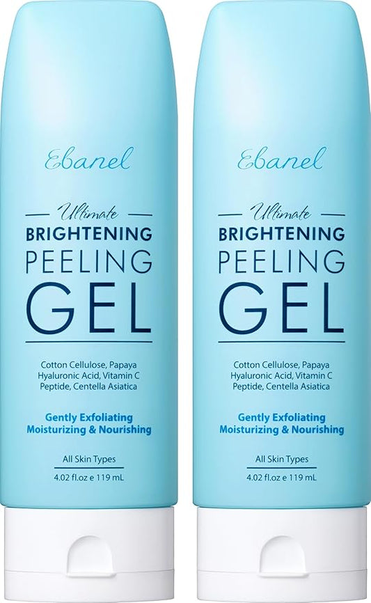 Ebanel 2-Pack Brightening Peeling Gel with Cotton Cellulose, Rice, Papaya, Centella, Hyaluronic Acid for Face and Body, Gentle Exfoliating Face Scrub Gel Peel Wash Pore Cleanser Minimizer Exfoliator