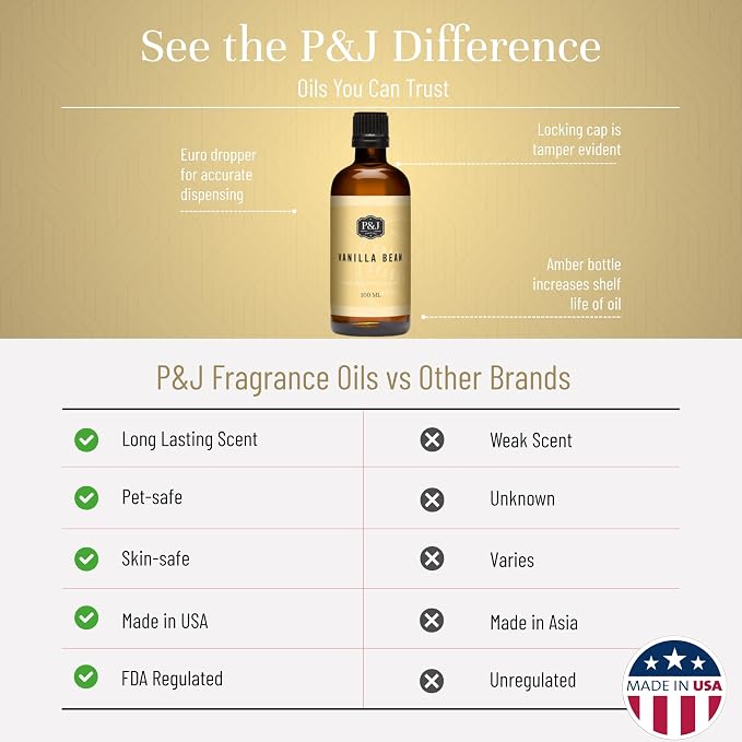 P&J Trading Fragrance | Vanilla Bean Oil 100ml - Candle Scents for Candle Making, Freshie Scent, Soap Making Supplies, Diffuser Oil Scents