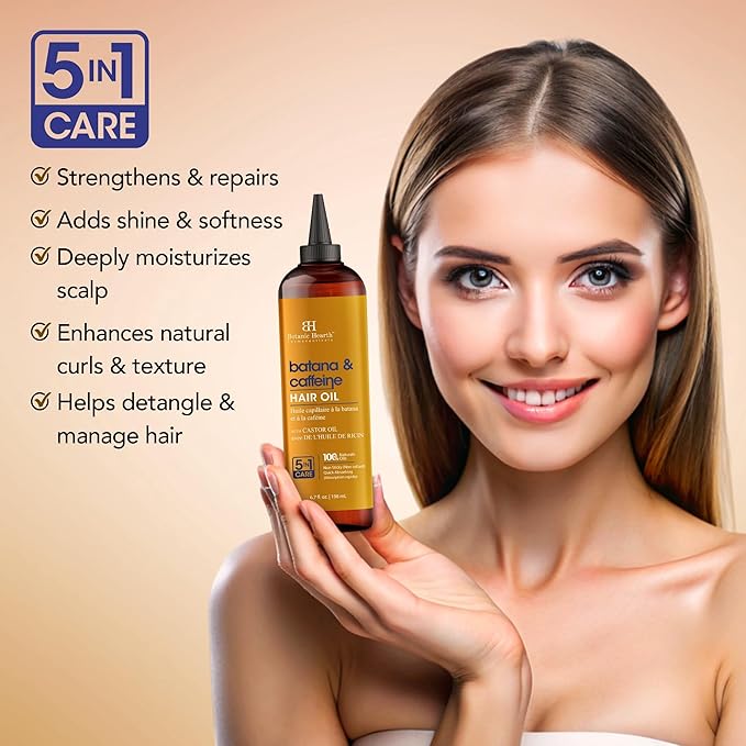 Botanic Hearth Hair Oil for Hair Growth & Hair Treatment Oils | Strengthening Dry, Frizzy, Damaged Hair & Scalp Treatment | Batana & Caffeine Hair Oil – 6.7 Fl Oz